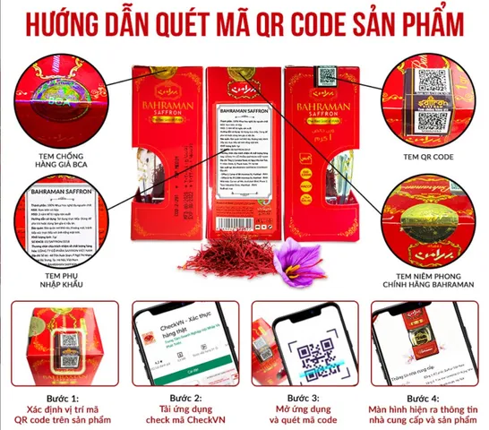 Nhuỵ Hoa Nghệ Tây Bahraman Saffron Tây Á 1gram - Gia Vị Quý Giá Hỗ Trợ Sức Khỏe và Cải Thiện Ẩm Thực