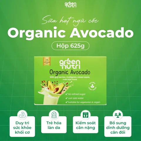 Sữa Hạt Ngũ Cốc Organic Avocado 625g - Hỗ Trợ BCAAs, Dinh Dưỡng Khối Cơ, Không Đường, Thuần Chay, Nhập Khẩu Từ Malaysia