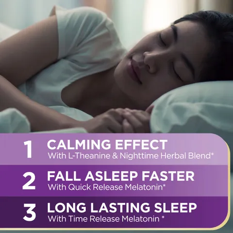 Viên hỗ trợ giấc ngủ Nature's Bounty Sleep3 120 viên - Giúp ngủ ngon, thư giãn, chiết xuất tự nhiên không chứa GMO, gluten.
