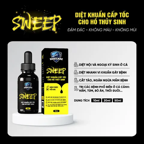 HODICARE SWEEP - Chế phẩm diệt nấm và vi khuẩn cho cá cảnh, trị bệnh lở loét, thối thân, bảo vệ sức khỏe cho cá.