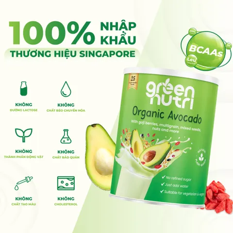Organic Avocado - Sữa Hạt Ngũ Cốc Vị Bơ Chứa BCAAs Hỗ Trợ Khối Cơ Dạng Lon 750Gr