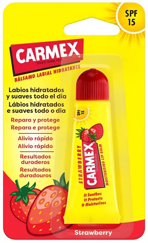 Son Dưỡng Chống Nắng Carmex Strawberry Lip Balm Tube SPF 15 10g