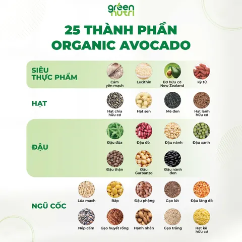 Combo 2 Hộp Sữa Hạt Ngũ Cốc Organic Avocado 625g - BCAAs Duy Trì Sức Khỏe Khối Cơ, Tự Nhiên và Ít Đường