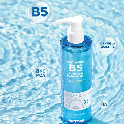 Sữa Rửa Mặt Bọt Multi Hydra B5 Prettyskin 300ml - Gel Làm Sạch Da Nhạy Cảm, Kiểm Soát Dầu, Cấp Ẩm Sâu, Giúp Da Thoáng Mát, Mềm Mại