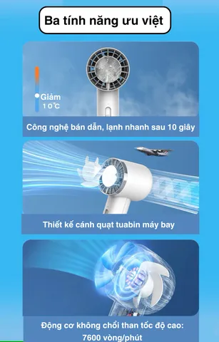 Quạt Mini Tích Điện Cầm Tay FS16 - Quạt Cao Tốc Có Chế Độ Chườm Lạnh, Dễ Dàng Mang Theo, Sảng Khoái Ngay Lập Tức