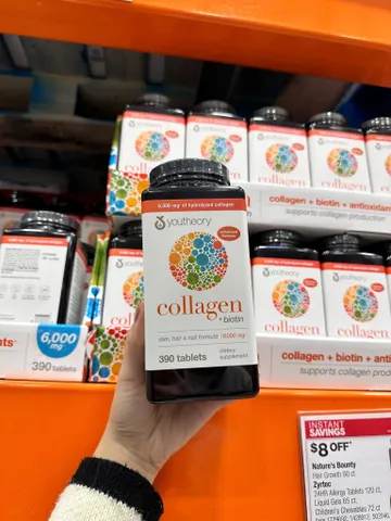 Viên uống Collagen Youtheory + Biotin 390 viên - Giảm nếp nhăn, tái tạo da, hỗ trợ sức khỏe tóc và xương khớp, hàng Mỹ chính hãng