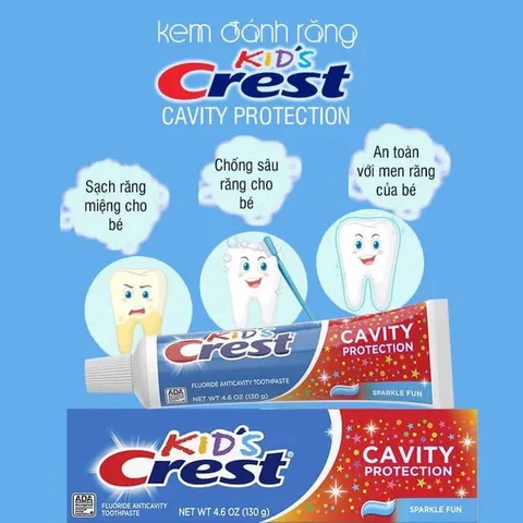 Kem Đánh Răng Trẻ Em Kid's Crest 130g - Hỗ Trợ Bảo Vệ Răng Miệng, Hương Vị Thơm Ngon, Sản phẩm Mỹ Dành Cho Trẻ Từ 2 Tuổi Trở Lên