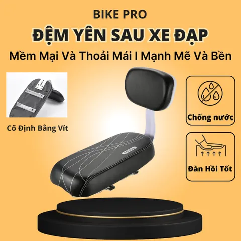 Đệm Yên Xe Đạp Chống Nước BIKE PRO Có Tựa Lưng Da PU - Phụ Kiện Tiện Lợi Cho Chuyến Đi Xe Đạp Thoải Mái