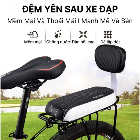 Đệm Yên Xe Đạp Chống Nước BIKE PRO Có Tựa Lưng Da PU - Phụ Kiện Tiện Lợi Cho Chuyến Đi Xe Đạp Thoải Mái