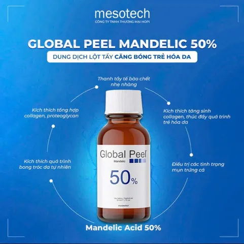 Set Peel Căng Bóng Trẻ Hoá Da Mesotech 50% - Tẩy Da Chết Mandelic Acid Cho Làn Da Đẹp Mịn Màng, Tăng Độ Đàn Hồi