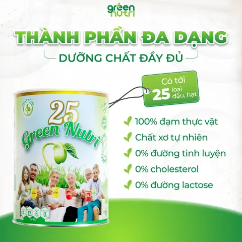 Sữa Hạt Ngũ Cốc 25 Green Nutri Có Chứa Tảo Xoắn Spirulina - Thức Uống Lành Mạnh, Giàu Dinh Dưỡng, Dạng Lon 750g