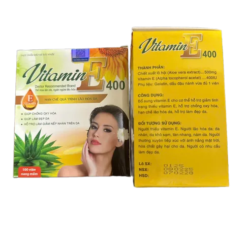 Viên Uống Vitamin E 400 IU Đại Uy - Ngăn Ngừa Lão Hóa, Giảm Nếp Nhăn, Làm Đẹp Da - Hộp 100 Viên Nang Mềm