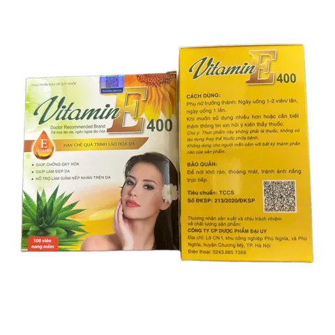 Viên Uống Vitamin E 400 IU Đại Uy - Ngăn Ngừa Lão Hóa, Giảm Nếp Nhăn, Làm Đẹp Da - Hộp 100 Viên Nang Mềm