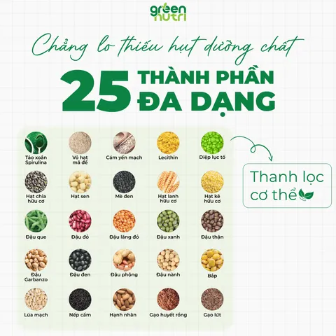 Sữa Hạt Ngũ Cốc 25 Green Nutri Có Chứa Tảo Xoắn Spirulina - Hộp 300Gr (12 Gói) - Thức Uống Tốt Cho Sức Khỏe, Thanh Lọc Cơ Thể