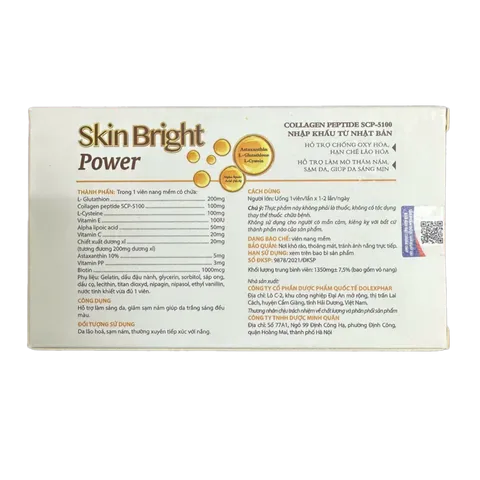 Viên Uống Skin Bright Power Hỗ Trợ Làm Đẹp Da, Trắng Da, Giảm Sạm Nám, Ngừa Lão Hóa - Hộp 30 Viên