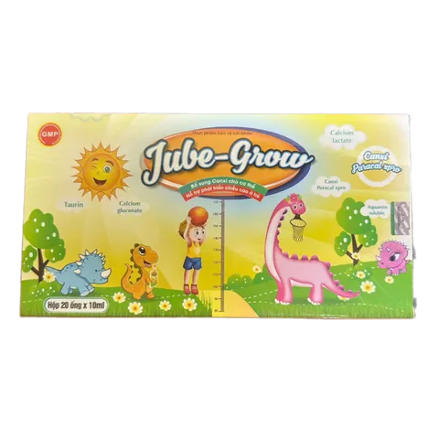 Canxi Ống Jube - Grow Bổ Sung Canxi Hỗ Trợ Phát Triển Chiều Cao và Xương Khớp Cho Trẻ Em - Hộp 20 Ống 10ml