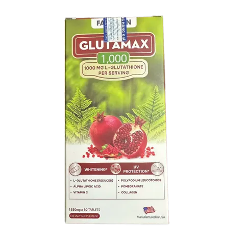Viên Uống Trắng Da Glutathione Glutamax 1000mg - Hỗ Trợ Làm Sáng Da, Mờ Nám, Chống Oxy Hóa - Hộp 30 Viên Bổ Sung Dinh Dưỡng