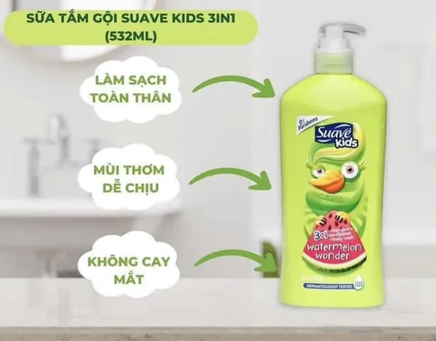 Sữa Tắm Gội Suave Kids 3 Trong 1 Cho Bé - Lành Tính, Dưỡng Ẩm, Hương Thơm Dịu Nhẹ, An Toàn Cho Da Nhạy Cảm