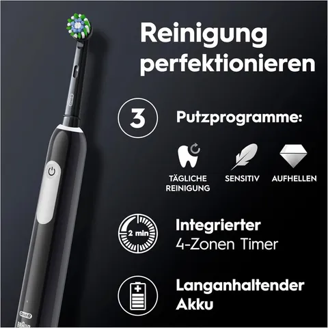 Bàn Chải Đánh Răng Điện Oral-B Pro Series 1 Màu Đen - Công Nghệ Làm Sạch 3 Trong 1, Bảo Vệ Nướu, Kèm Hộp Đựng