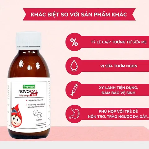 Canxi Novocal Baby Drops Forte Bổ Sung Canxi, D3 Cho Bé Giúp Xương Chắc Khỏe, Tăng Chiều Cao - 90ml