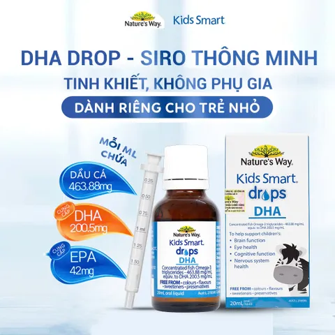 Nước Nhỏ Giọt DHA Nature's Way Kids Smart 20ml - Bổ Sung Omega-3 Cho Trẻ Tăng Cường Phát Triển Não Bộ Và Thị Giác