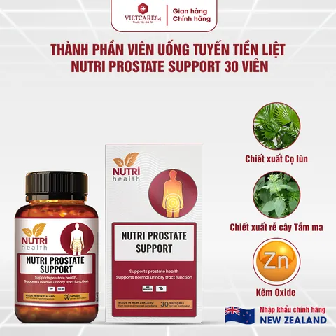 Viên Uống Hỗ Trợ Tuyến Tiền Liệt Nutri Prostate Support - 30 Viên Chiết Xuất Cây Cọ Lùn, Tầm Ma, Kẽm - Sản Phẩm Hỗ Trợ Sức Khỏe Nam Giới