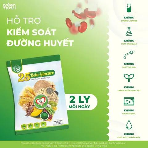 Sữa Hạt Ngũ Cốc 25 Beta Glucare - Hỗ Trợ Tiểu Đường, Thuần Chay, Không Đường, Hộp 300g (12 Gói)