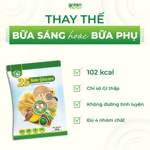 Sữa Hạt Ngũ Cốc 25 Beta Glucare - Hỗ Trợ Tiểu Đường, Thuần Chay, Không Đường, Hộp 300g (12 Gói)