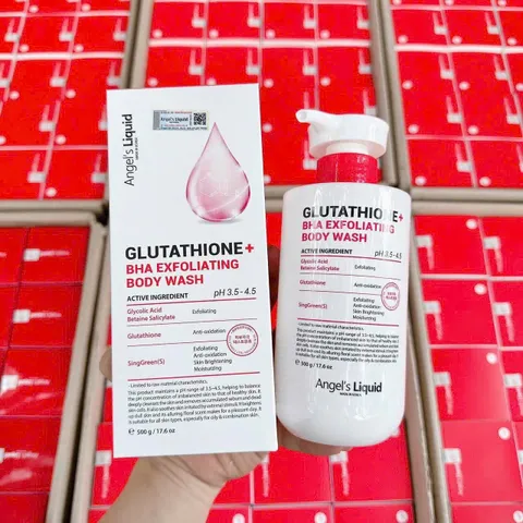 Sữa Tắm Trắng Da Giảm Mụn Mờ Thâm Angel's Liquid Glutathione BHA 500g - Sản Phẩm Chăm Sóc Da Hiệu Quả, Giúp Làm Sáng Da và Ngăn Ngừa Mụn