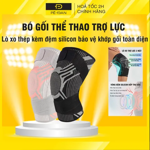 Bó Gối Thể Thao PÊ ĐAN - Băng Bảo Vệ Đầu Gối Vải Dệt Kim Có Lò Xo Thép Hỗ Trợ Chống Chấn Thương, Thoáng Khí, Tiện Dụng