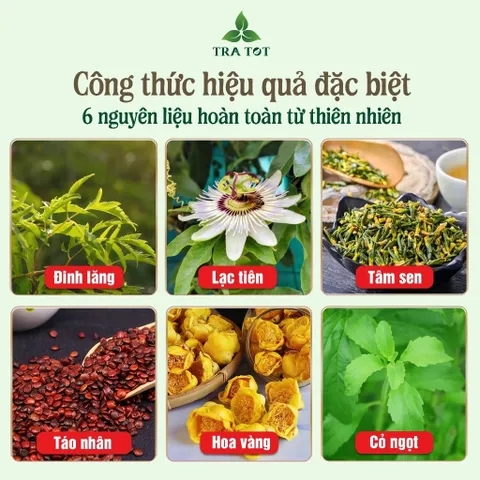 Trà đinh lăng lạc tiên 7 vị TRA TOT cải thiện mất ngủ, tăng cường trí nhớ
