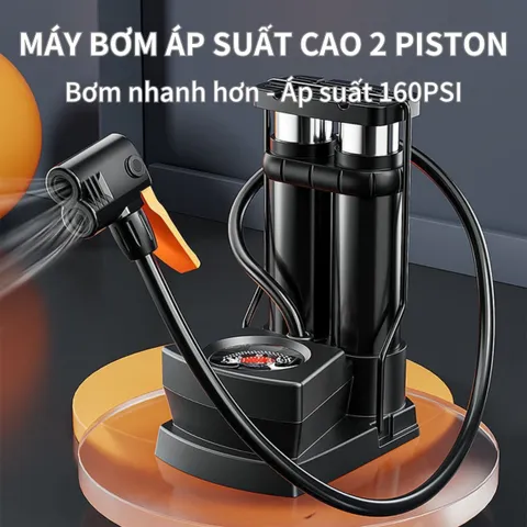 Bơm Đạp Chân Mini Đa Năng 160 PSI - Bơm Hơi Xe Đạp, Xe Máy, Bóng, Phao Bơi Có Đồng Hồ Đo Áp Suất - Phụ Kiện Thể Thao Tiện Lợi