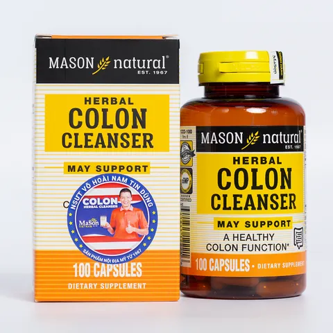 Viên uống bổ sung chất xơ Mason Natural Colon Herbal Cleanser - Hỗ trợ sức khỏe đại tràng, Hộp 60 viên