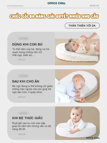 Gối Chống Trào Ngược Cho Bé OFFICE CHILL - Đệm Nâng Đỡ 30 Độ Tối Ưu Hóa Tiêu Hóa cho Trẻ Sơ Sinh, Giảm Nôn Trớ, Ngủ Ngon hơn