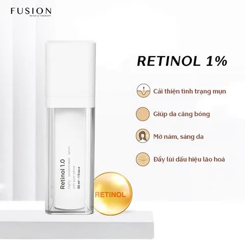 Kem Chống Nám Trẻ Hoá Da Fusion Retinol 1.0 - Serum 30ml Giúp Làm Mờ Đốm Nâu, Giảm Nếp Nhăn, Tái Tạo Da Sáng Mịn