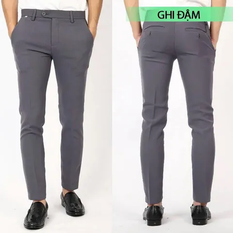 Quần Tây Nam Ôm Kiểu Hàn Quốc Xám Chất Vải Tuyết Mưa Kháng Nhăn Sang Trọng - Thời Trang Công Sở và Tiệc Tùng