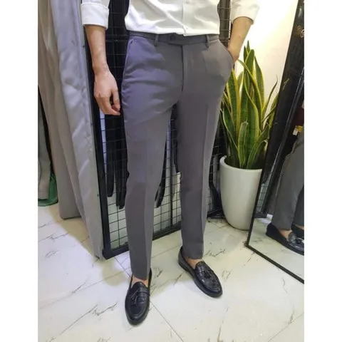 Quần Tây Nam Ôm Kiểu Hàn Quốc Xám Chất Vải Tuyết Mưa Kháng Nhăn Sang Trọng - Thời Trang Công Sở và Tiệc Tùng