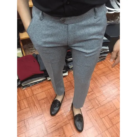 Quần Tây Nam Dáng Ôm Hàn Quốc Trắng Tiêu - Chất Vải Cotton Không Nhăn, Thời Trang Công Sở và Du Lịch
