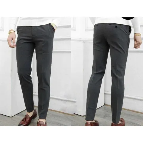 Quần Tây Nam Kiểu Hàn Quốc Dáng Ôm Xám Tiêu - Chất Vải Cotton Không Nhăn, Thời Trang Nam Công Sở, Tiệc, Du Lịch