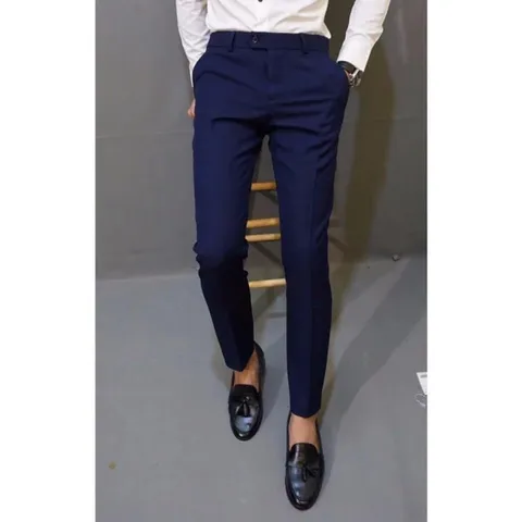Quần Tây Nam Kiểu Hàn Quốc Dáng Ôm Xanh Than - Vải Tuyết Mưa Chống Nhăn, Thời Trang Công Sở Sang Trọng