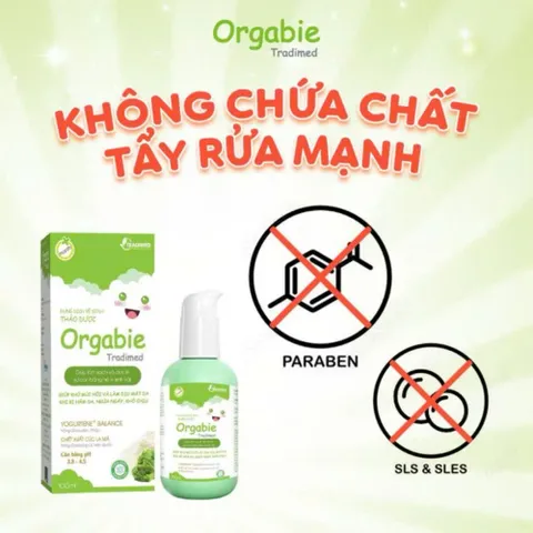 Dung Dịch Vệ Sinh Cho Bé Gái Tradimed Orgabie 100ml - Khử Mùi, Cân Bằng pH Tự Nhiên, Ngăn Ngừa Viêm Nhiễm Da Kín