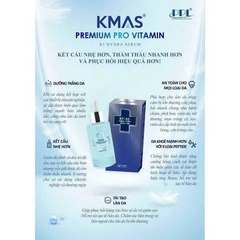 Serum Kmas B5 Hydra - Phục Hồi Da Căng Bóng, Giảm Mụn, Chống Lão Hóa, Dưỡng Ẩm Nguyên Chất - 60ml, Phù Hợp Mọi Loại Da