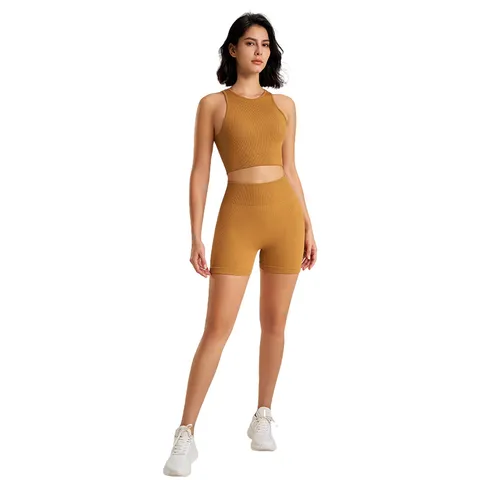 Set Đùi Thể Thao Nữ Tập Yoga & Gym - Quần Short Với Áo Ngực Đệm, Hoàn Hảo Cho Chạy Bộ, Cầu Lông, Tennis - Màu Đen & Ca Cao