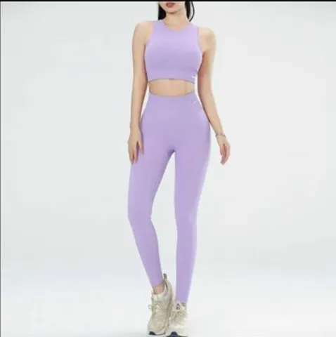 Bộ Đồ Tập Yoga Nữ Dệt Kim Có Đệm Chống Sốc Ngực - Áo Bra & Quần Lưng Cao Thoáng Mát, Thời Trang Thể Thao Cao Cấp
