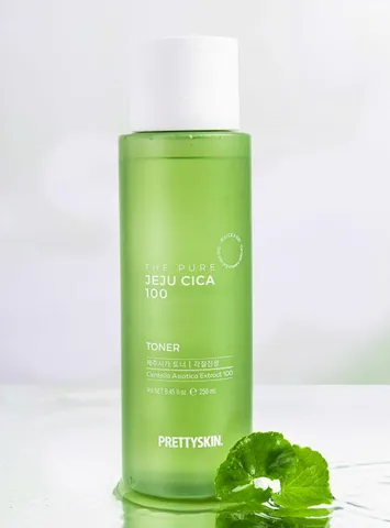 Nước hoa hồng rau má PrettySkin The Pure Jeju Cica 250ml - Cấp ẩm và làm sạch cho làn da nhạy cảm, xuất xứ Hàn Quốc
