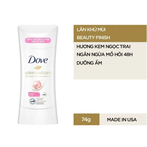 Lăn khử mùi nữ Dove Advance Beauty Finish Hương Ngọc Trai Dạng Sáp Dưỡng Ẩm Không Ố Vàng