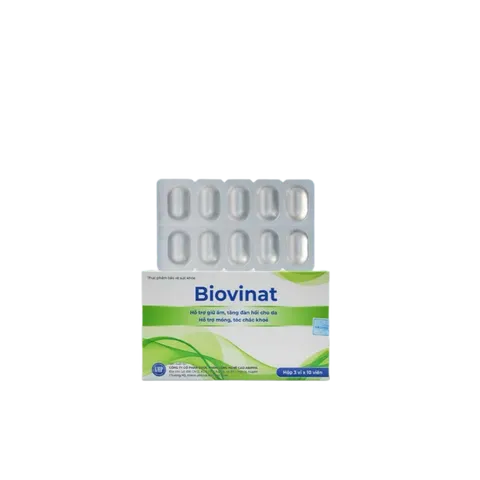 Viên Uống Biovinat Làm Đẹp Da - Hỗ Trợ Giữ Ẩm, Tăng Đàn Hồi Da, Chắc Khỏe Móng Tóc - Hộp 30 Viên Collagen và Vitamin B5