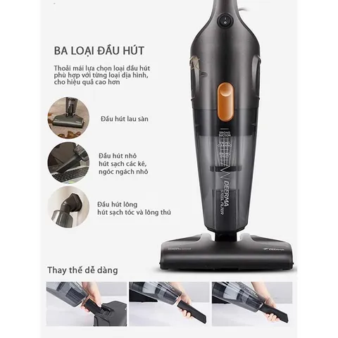 Máy Hút Bụi Cầm Tay Deerma DEM-DX115C (Đen) 600W - Đa Năng, Bộ Lọc HEPA, Dọn Dẹp Tiện Lợi Cho Gia Đình