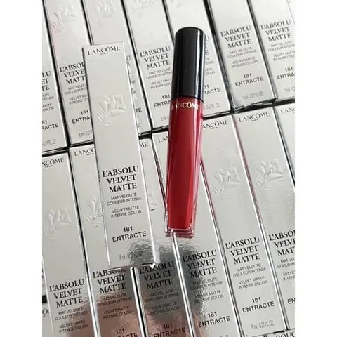 Son Kem Lancome 181 L’Absolu Velvet Matte - Màu Đỏ Nổi Bật, Chất Son Nhẹ Mịn, Trang Điểm Sang Trọng, Bảo Đảm Độ Bám Màu Cao