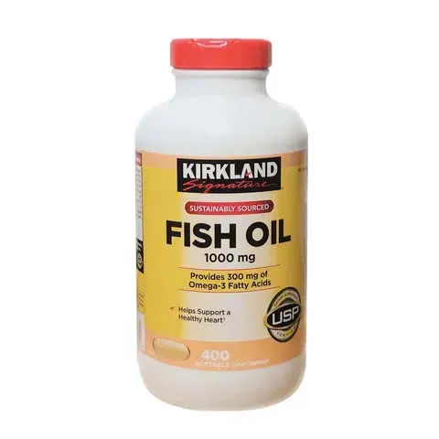 Dầu cá hãng Kirkland Signature 1000 mg 400 viên, Nắp đỏ